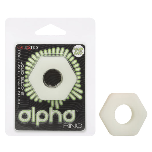 CalExotics Alpha Glow-in-The-Dark Liquid Silicone Prolong Sexagon Penis Ring for Men Pleasure - SE-1491-73-2