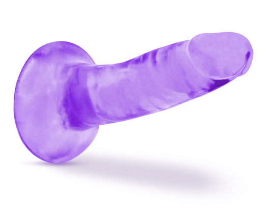 Blush 5.5" B Yours Plus Hard N’ Happy Realistic Dildo, Transparent Lifelike Penis, G- P-Spot & Pegging Play Ultra-Soft TPE Cock, Suction Cup, Harness Compatible, Adult Sex Toy for Women & Men - Purple