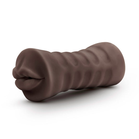 Blush Novelties - Hot Chocolate - Heather - Fragrance Free Realistic 5Ribbed Masturbator Stroker - One Speed AAA Battery Powered Waterproof Bullet Vibrator Male Adult Toys - Sex Toy