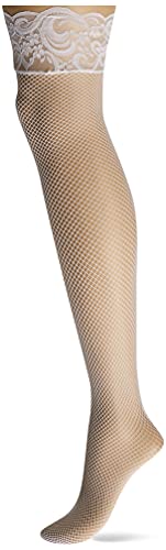 Leg Avenue Womens Fishnet Lace Top Thigh High Stockings, O/S, White