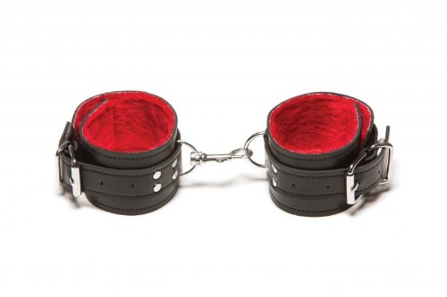 X-Play Fur Lined Ankle Cuffs, Red