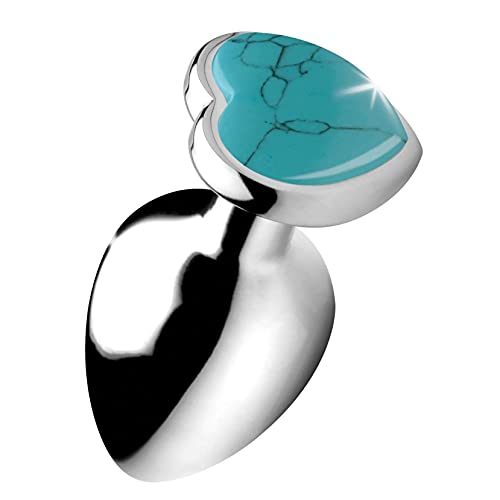 Authentic Turquoise Gemstone Heart Anal Plug - Medium