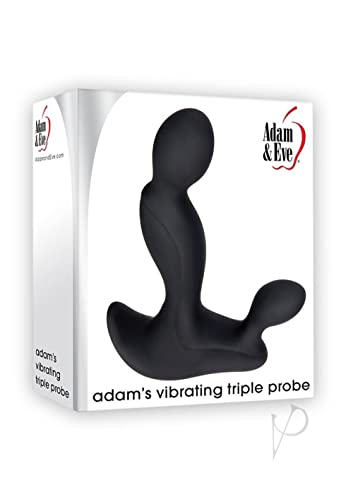 Adam & Eve Adam’s 7-Speed Vibrating Triple Probe Prostate Massager, Black | Rechargeable and Waterproof Vibrator for Men | 4.75 Inches Total Length