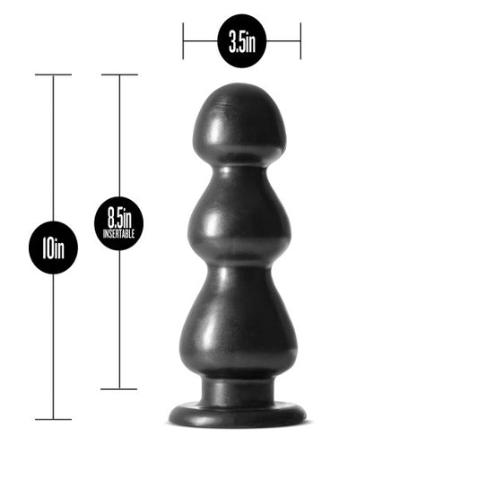 Blush Jet Fierce 10" Beaded Butt Plug, Tapered Sections for Deep Stretching, Prostate & Vaginal Stimulation Adult Sex Toy Extra Large Anal Plug for Women, Men, Couple - (Carbon Metallic Black)