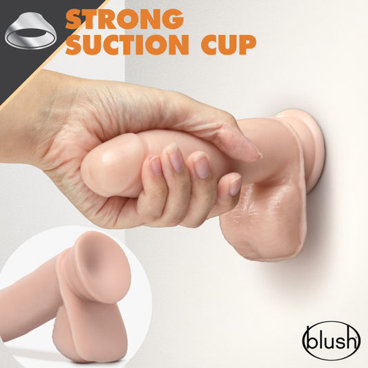 Blush Novelties Dr. Skin Glide 7 Inch Realistic Dildo with Balls, Strap On Harness Compatible, Sex Toy for Adults, Vanilla