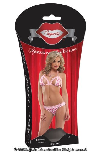 Bikini Top And Crotchless Panty Pink,(One Size/Pink)