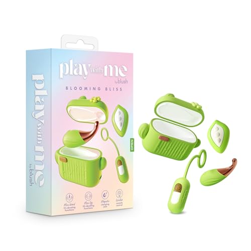 Blush Play with Me Blooming Bliss Mini Clitoral Vibrator, 4-Pc Pocket Wand & Egg w/Finger Loop, 12 Pinpoint Vibrations, Remote Control, USB - Pleasure Adult Sex Toy for Women, Men & Couples - (Green)