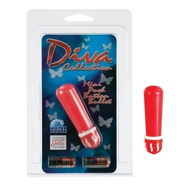 California Exotics Diva Collection Mini Push Button Bullet, Red