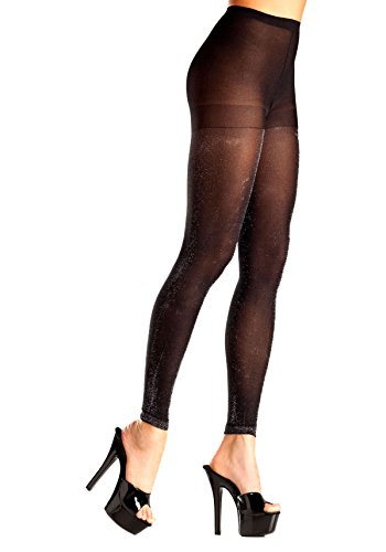 Be Wicked Women's Footless Black and Silver Tights, Black, One Size
