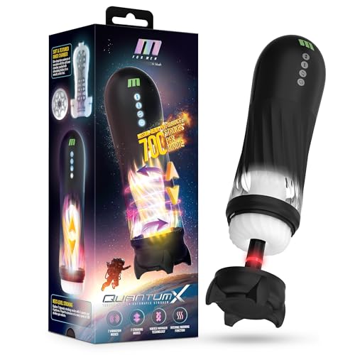 Blush M for Men Quantum-X 12.75" Masturbator w/Warming Function - Thrusting, Vibrating & Twisting Lifelike Pussy & Butt Stroker - Soft Textured Sleeve, USB-C, Pleasure Adult Sex Toy for Men - (Black)