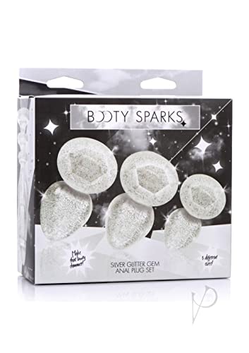 Booty Sparks Glitter Gem Anal Plug Set - Silver