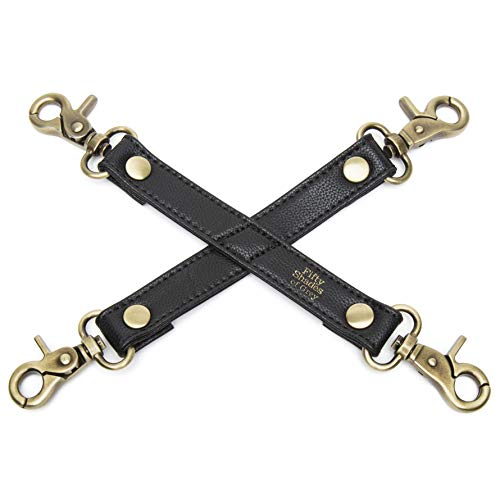 Fifty Shades of Grey Bound to You Black Hog Tie Restraint for Full Body Bondage - Faux Leather with Antique Gold Metal Detailing and 4 Sturdy Clips
