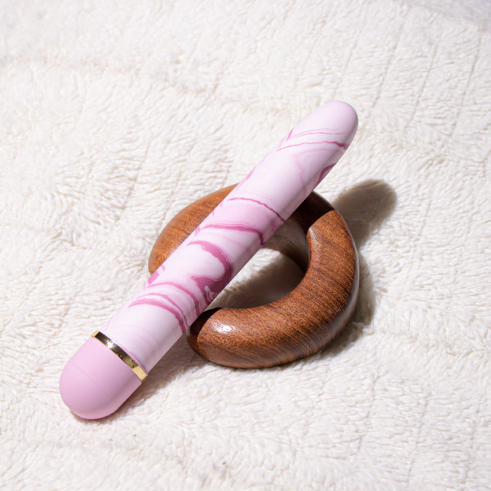 Blush Strawberry Fields - 7 Inch Satin Smooth Personal Massager Wand - Perfect for External Clitoral Vaginal Stimulation - Body Safe Vibrator - Splashproof Sex Toy for Couples Women - Pink Marble