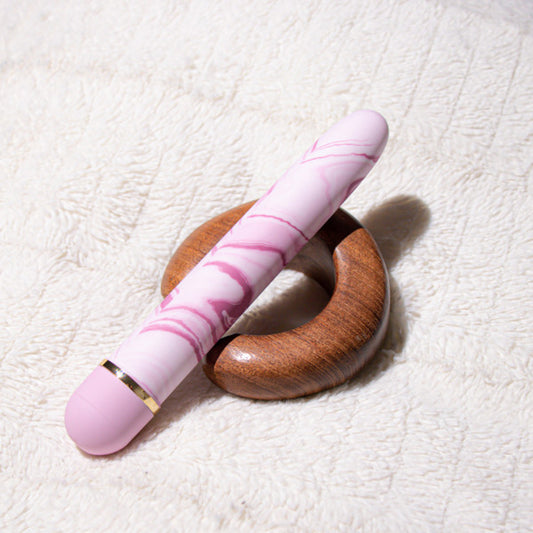 Blush Strawberry Fields - 7 Inch Satin Smooth Personal Massager Wand - Perfect for External Clitoral Vaginal Stimulation - Body Safe Vibrator - Splashproof Sex Toy for Couples Women - Pink Marble