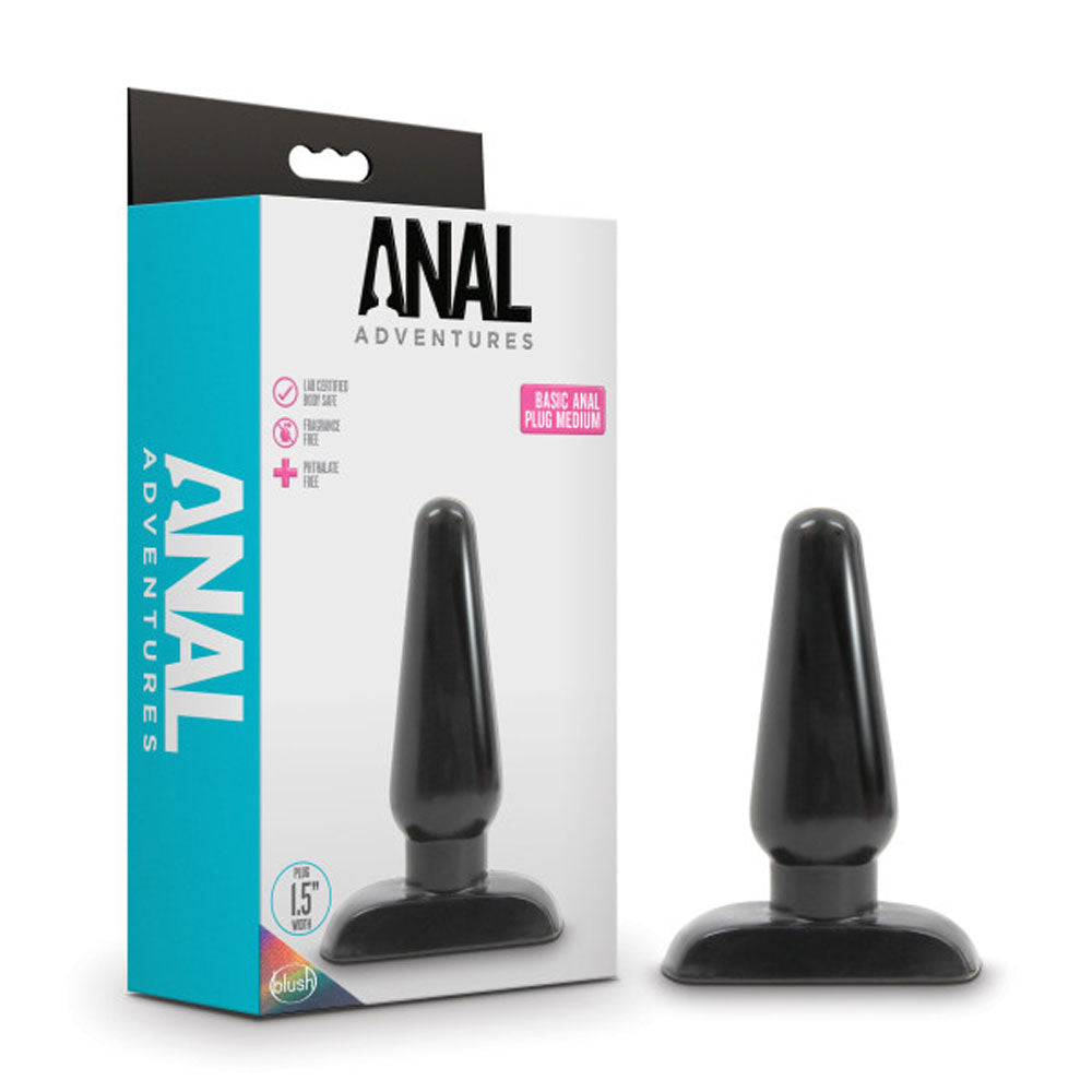 Blush Anal Adventures Basic Butt Plug 4.75 Inch - Medium Sized Anal Plug - Easy to Insert for Intermediate to Advanced Player - Comfortable Flared Base - Prostate Massager Anal Trainer - Adult Sex Toy
