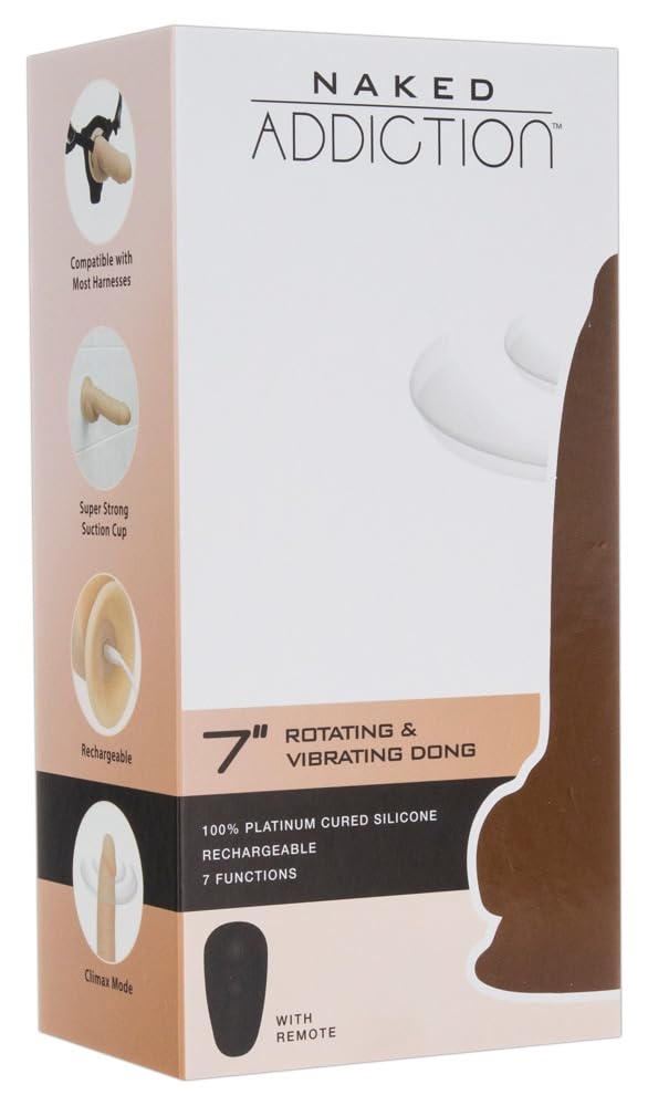 BMS Enterprises 77871: Naked Addiction Rotating & Vibrating Dong with Remote, 7In, Vanilla