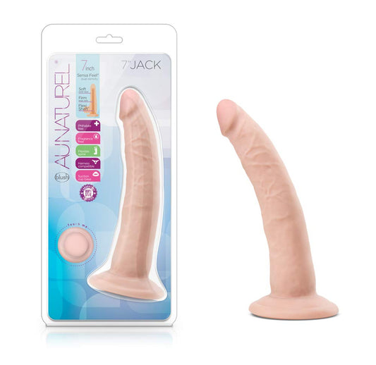 Blush Novelties Au Naturel Jack Realistic Dual Density Flexible Dildo - 7.5 Inches Length & 1.5 Inches Width - Sturdy Suction Cup Base for Hands Free Play and Harness Compatible - Sex Toy