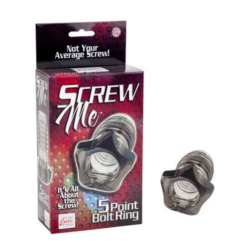 California Exotic Novelties Screw Me 5 Point Bolt Ring, Smoke