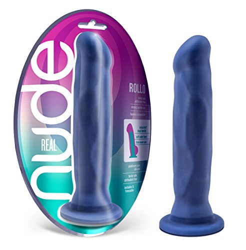 8" Realistic Sensa Feel Dual Density Dildo - Platinum Silicone - Long Veined Cock Dong - Suction Cup Harness Compatible - Sex Toy for Women - Sex Toy for Adults (Indigo)