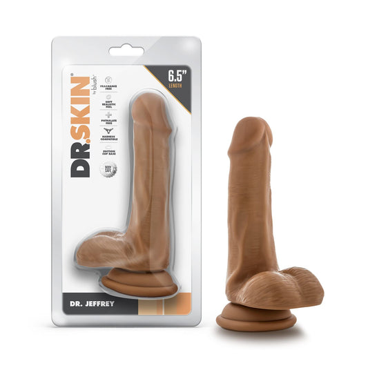Blush Novelties Dr. Skin Realistic 6.5 Inch Long 1.25 Inch Thick Dildo with Suction Cup Base & Balls Realistic Dildo Soft Real Feel Female Sex Toy Dildo for Beginners Women Men Couples Adult Sex Toy