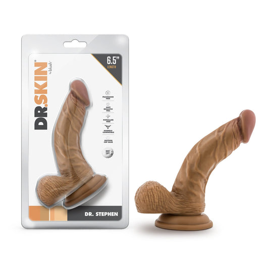 Blush Novelties Dr. Skin Realistic 6.5 Inch Long 1.5 Inch Thick Dildo with Suction Cup Base & Balls Realistic Dildo Soft Real Feel Female Sex Toy Dildo for Beginners Women Men Couples Adult Sex Toy
