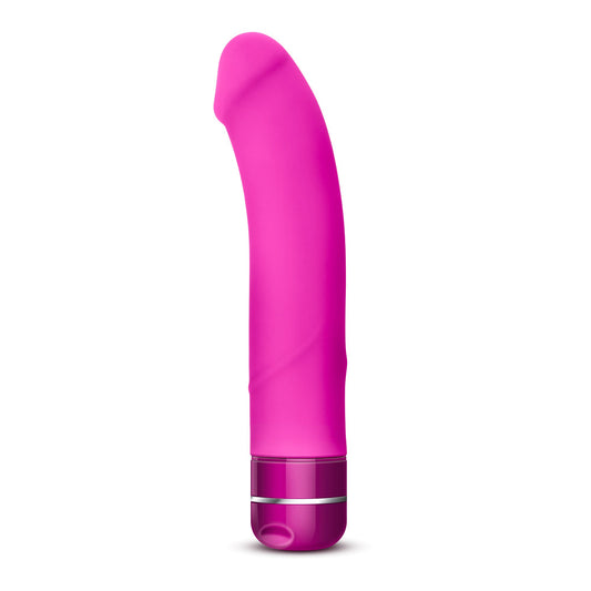 Blush Novelties Beau - 8.5 Inch Platinum Puria Silicone Deep Rumbly Vibrating Dildo - Curved for G Spot - IPX7 Waterproof - Ultrasilk Smooth Vibrator Sex Toy for Couples - 5 Year Warranty - Pink