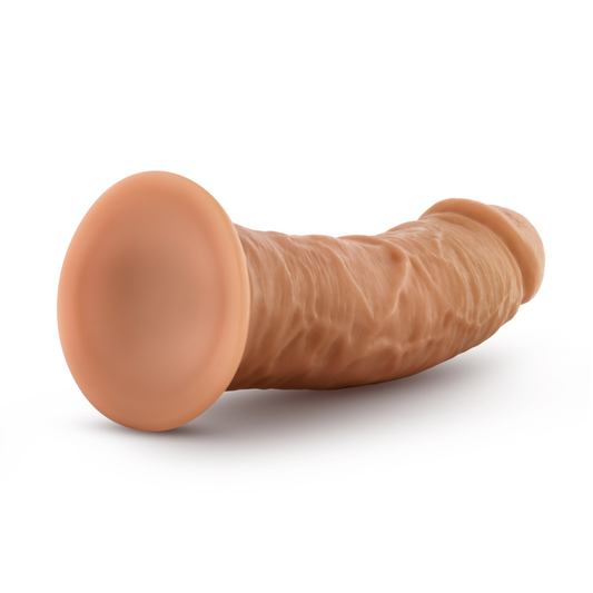 Blush Dr. Skin Glide 8" Self-Lubricating Dildo - Real Feel Skin Realistic Penis, Suction Cup, O-Ring Compatible, Vagina & Anal Cock, Body Safe - Adult Sex Toy Penis for Women, Men, Couples - (Mocha)