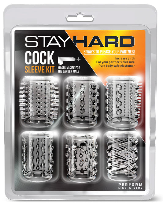 Blush Novelties, Stay Hard Cock Ring Sleeve Kit, 6 Unique Textures Enhance Pleasure, Use On Penis, Vibrator, Dildo, Stack, Mix to Create Unique Sensations, Adds Girth, Sex Toy for Men, Women, Couples