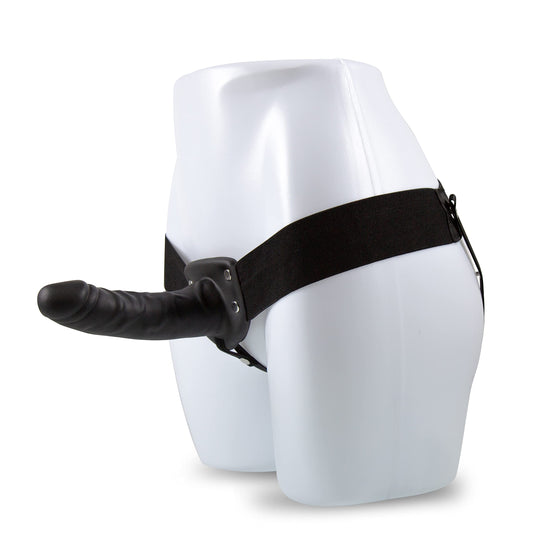 Blush Novelties Dr. Skin 6-Inch Hollow Strap On Dildo - Elastic Waistband Harness Fits up to 40 Inch Waist - Realistic Penis Sleeve Cock Extender - Adult Sex Toys for Women Men Couples - Black