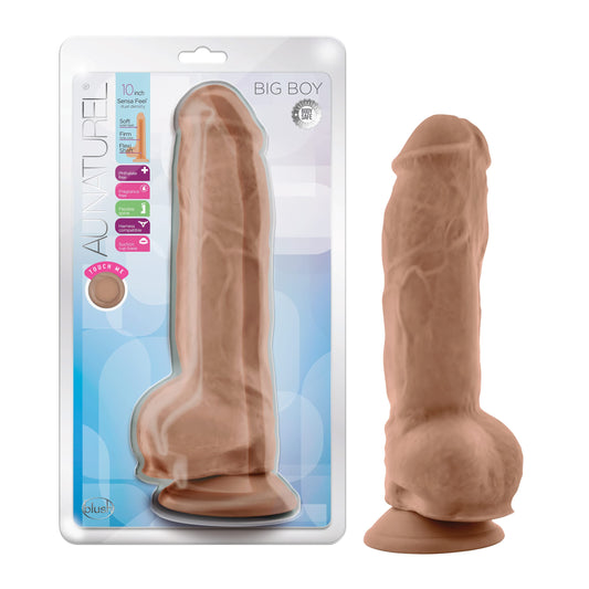 Blush Au Naturel Big Boy 10" Realistic Dildo w/Balls, 2.5" Thick - FlexiShaft, Dual Density SensaFeel, Suction Cup, Strap-On - Ultra Soft TPE Deep Penetration Penis Toy for Women & Couples - (Mocha)