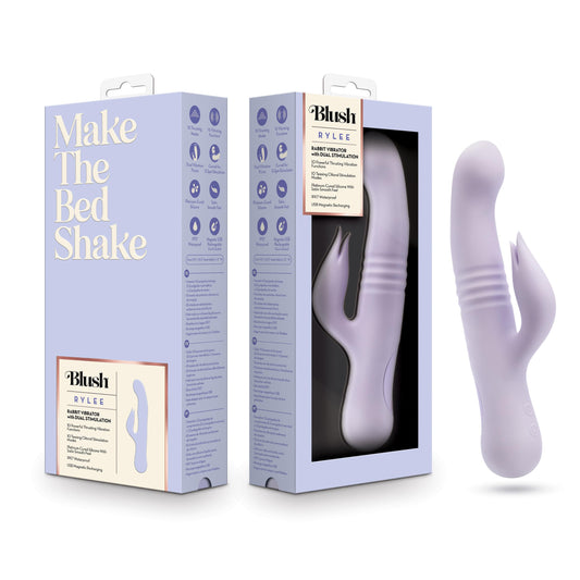 Blush Rylee 9.25" Rabbit Silicone Vibrator for G-Spot & Clitoral Dual Stimulation - 10 Thrusting Modes Dildo, Luxury Body Massager - Adult Sex Toy for Female Pleasure Zones & Couples Play - (Lavender)
