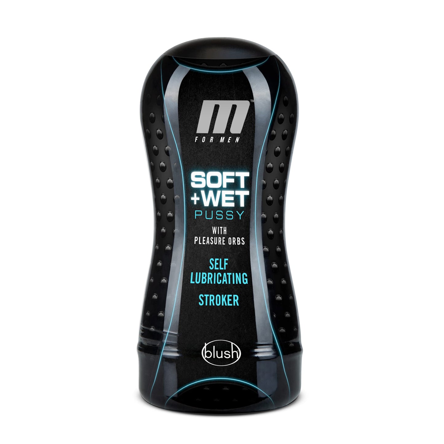 Blush Novelties M for Men Soft & Wet Pussy with Pleasure Orbs - Self Lubricating Ultra Soft Realistic Pocket Sized Male Masturbator - 1 Size Fits All - Squeeze to Tighten for Pleasure