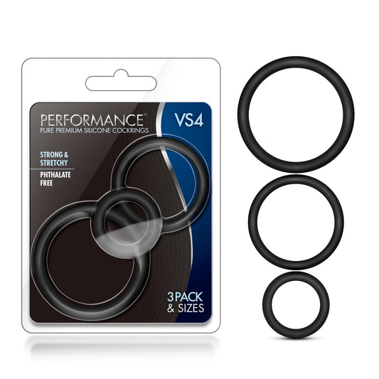 Blush Novelties Performance - 3 Pack Male Enhancement Silicone Penis Cock Ring Erection Enhancing C-Rings Set - 3 Sizes
