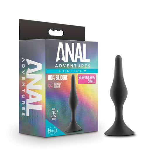 Blush Anal Adventures Platinum Silicone Butt Plug for Beginners - Tapered Tip Small Anal Trainer Plug with Suction Cup Base for Safety, Comfort & Long Term Wear - Adult Sex Toy for Women Men & Couples
