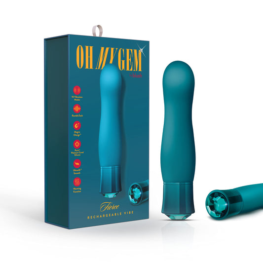 Blush Novelties Oh My Gem - Fierce - 5.5Puria Silicone G-Spot Vibrator - 5 Speeds & 5 Unique Vibrating Modes with Warming Function - USB Rechargeable with Cable Included - IPX7 Waterproof