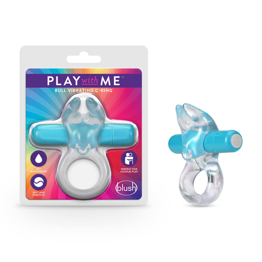 Blush Novelties Play with Bull Vibrating C Ring - Clitoris Nestles Between The Vibrating Horns for Pleasure - Stretchy Fits All Penises - IPX7 Waterproof - Sexual Enhancer for Couples Men