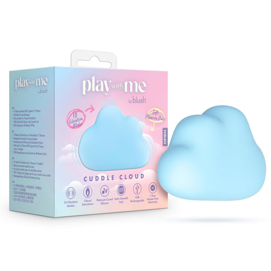 Blush Play with Me 3.25" Cuddle Cloud Vibrating Silicone Massager w/Sensual Pleasure Nubs, 10 Vibration Modes for Clitoral & Nipple Stimulation, USB Charge Platinum Cured Women Adult Sex Toy - Blue