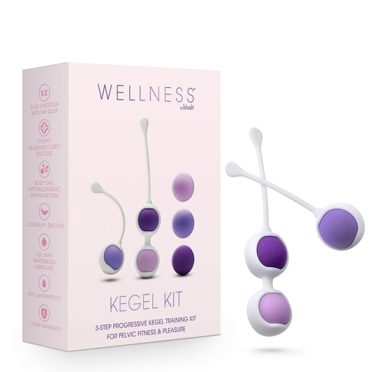 Blush Wellness 6.25" Ultrasilk 3-Step Kegel Training Kit for Women - 9 Progressive Weight Combinations - Platinum-Cured Silicone - Pelvic Floor & Bladder Control Exercise Balls Sex Toy - (Purple)