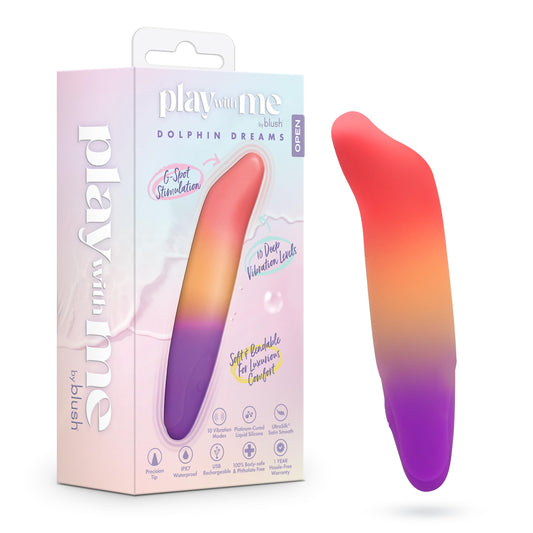 Blush Play with Me–Dolphin Dreams 4.75 Inch Bullet Pocket Vibrator–10 Vibration Modes for Nipple Clitoral & G-Spot Pleasure–Body-Safe Liquid Silicone–USB Rechargeable & Waterproof–Sex Toy for Women