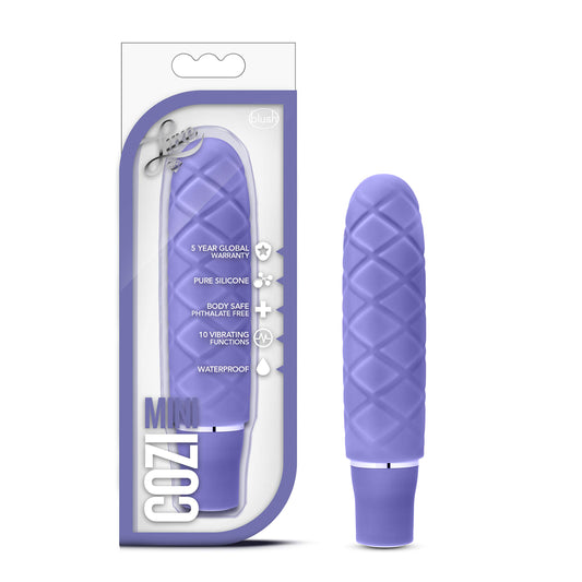Blush Novelties Luxe Cozi 10 Vibrating Functions Satin Smooth Silicone AAA Battery Mini Vibrator - IPX7 Submersible Waterproof - Compact Stimulator Adult Toy - Sex Toy for Women Couples - Periwinkle