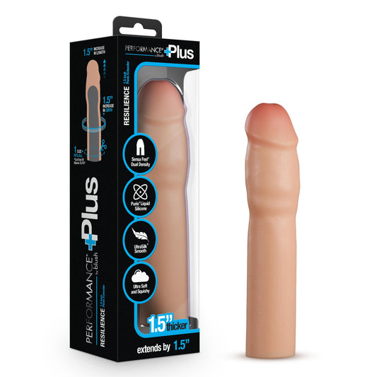 Blush Sex Toys for Men - Performance Plus Resilience Realistic Penis Extender Sleeve - 7 Inch - Dual Density Liquid Silicone Reusable Cock Sleeve - Penis Extension Enlarger Male Pleasure Tool - Beige