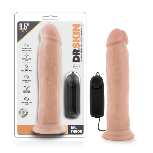 Blush Novelties Dr. Skin 9.5 Inch Realistic Vibrating Dildo with Suction Cup, Sex Toy for Women, Sex Toy for Adults, Vanilla