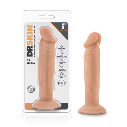 Blush Novelties Dr. Skin Realistic Dildo- 6.5 Inch Length and 1.5 Inches Thick, Strong Suction Cup for Hands Free Play and Harness Strap On Compatible, Soft Real Feel, Sex Toy for Men Women Couples