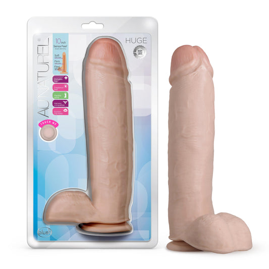 Blush Au Naturel 10.5 Inch Realistic Dual-Density Dildo – Soft & Firm SensaFeel Shaft Girthy Penis – Suction Cup & Strap-On Ready for G Spot & Anal Play – Adult Sex Toy for Women Men Couples - Vanilla
