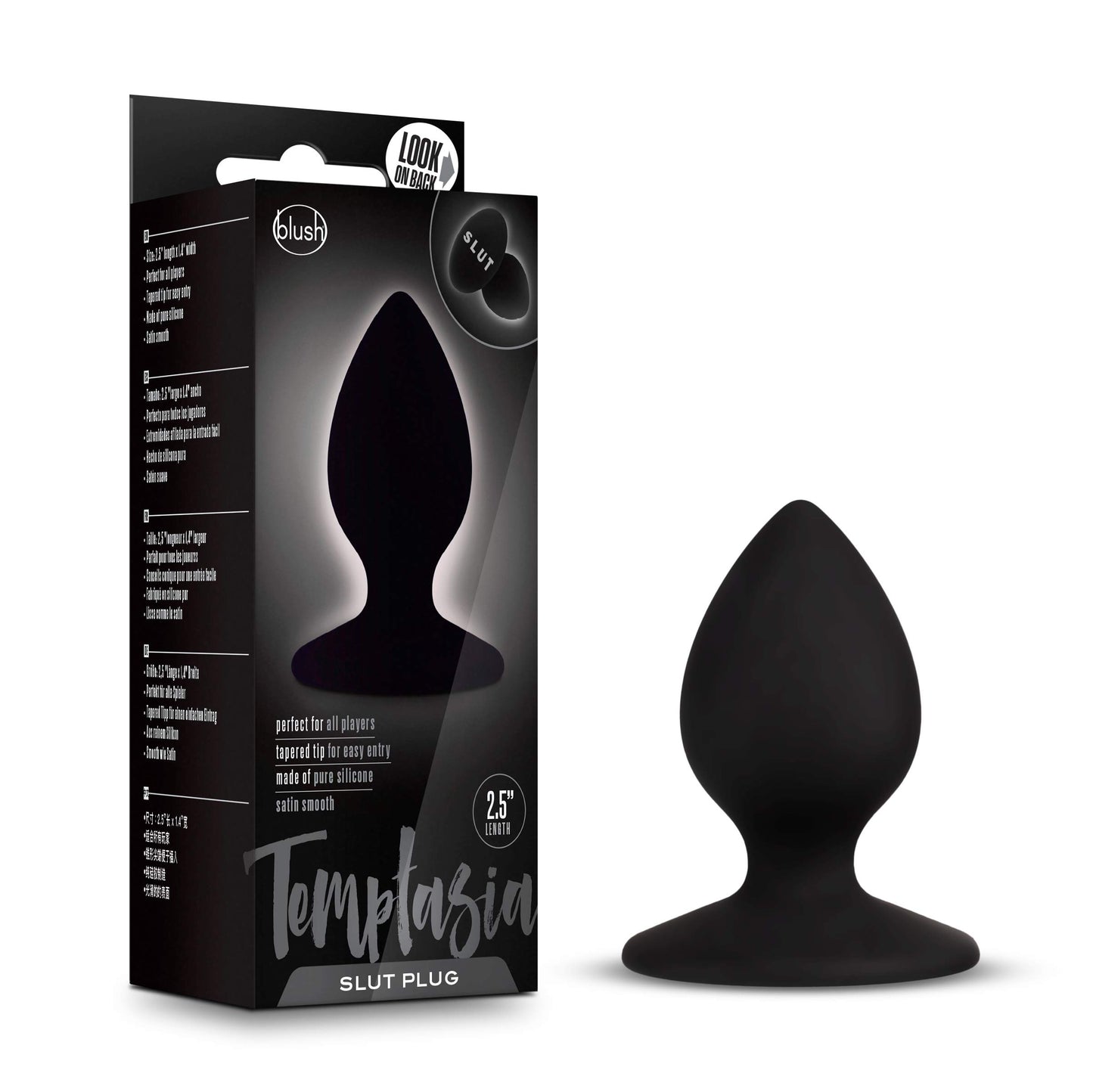 Blush Novelties Temptasia Slut Anal Plug - Platinum Cured Puria Silicone Butt Toy - Tapered Head for Easy Insertion - Suction Cup Base - Ultrasilk Smooth - Base Anchor for Safety & Comfort - Sex Toy