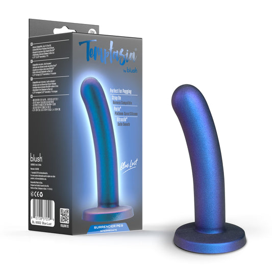 Blush Novelties Temptasia Surrender Peg - 5.75 Inch Intermediate Pegging Dildo -Harness & Strap On Compatible - Designed for BDSM & Role Play - Platinum Cured Silicone - Adult Sex Toy - Purple