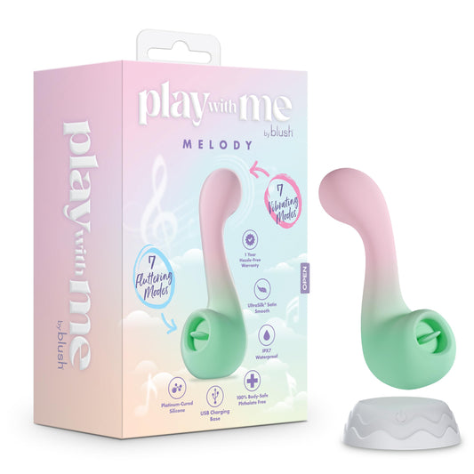Blush Play With Me - Melody 5.25" Dual Vibrator Toy – UltraSilk Silicone Tongue-Fluttering G-Spot, Clitoral & Nipple Stimulator – Dual-Ended Vibrating Personal Massagers Female Couples Sex Toys – Pink