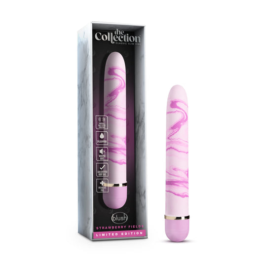 Blush Novelties Strawberry Fields 7" Wand Vibrator, Gentle, Satiny Smooth Finish, Not Overly Buzzy, Perfect for Beginners, Pink Marble
