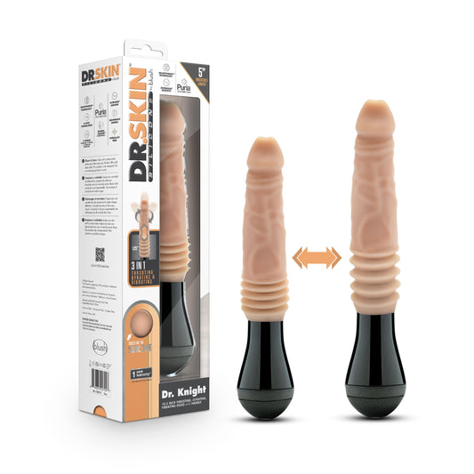 Blush Novelties Dr. Skin Silicone Dr. Knight - Large 10.5 Inch Vibrating, Gyrating and Thrusting Dildo with 3 Speeds - SmartThrust Technology for Peak Pleasure - Puria Cured Silicone Realistic Penis