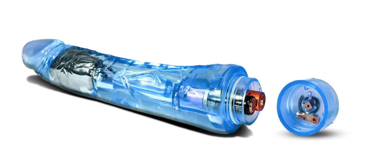 Blush Novelties Mambo Vibe - 9 Inch Soft Realistic Vibrating Dildo - Tunable Vibrations Located at The Tip for Deep Stimulation - Flexishaft So It's Not Floppy - Waterproof Vibrator Unisex- Clear Blue